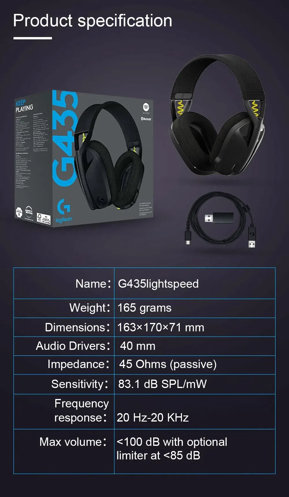 Logitech G435 LIGHTSPEED Wireless Gaming Headset: USB Bluetooth/2.4GHz, 18-Hour Battery, Beamforming Mic, Lightweight 165g, PC/PS5/Mobile Compatible showcase 7
