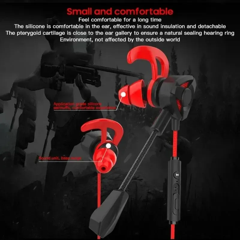 Wired Gaming Earbuds with Microphone, Universal 3.5mm In-Ear Headphones for PS4, PC, Laptop, Mobile - Immersive Sound for PUBG, CS:GO thumbnail 2