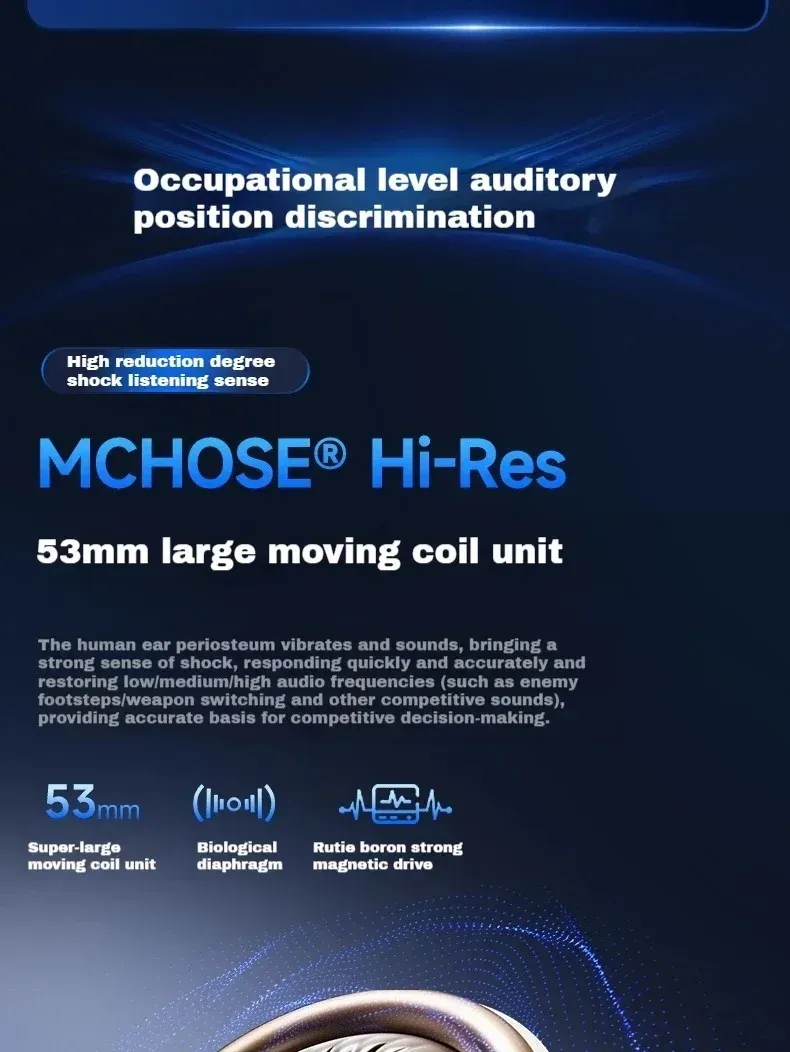 MCHOSE V9 PRO Esports Gaming Headphones: 3-Mode Wireless, AI Noise Reduction, 7.1 Surround Sound, 53mm Drivers, 2000mAh Battery, Customizable EQ for PC, PS4, PS5, Switch, MAC showcase 3