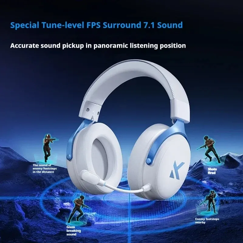 MCHOSE V9 PRO Esports Gaming Headphones: 3-Mode Wireless, AI Noise Reduction, 7.1 Surround Sound, 53mm Drivers, 2000mAh Battery, Customizable EQ for PC, PS4, PS5, Switch, MAC thumbnail 2