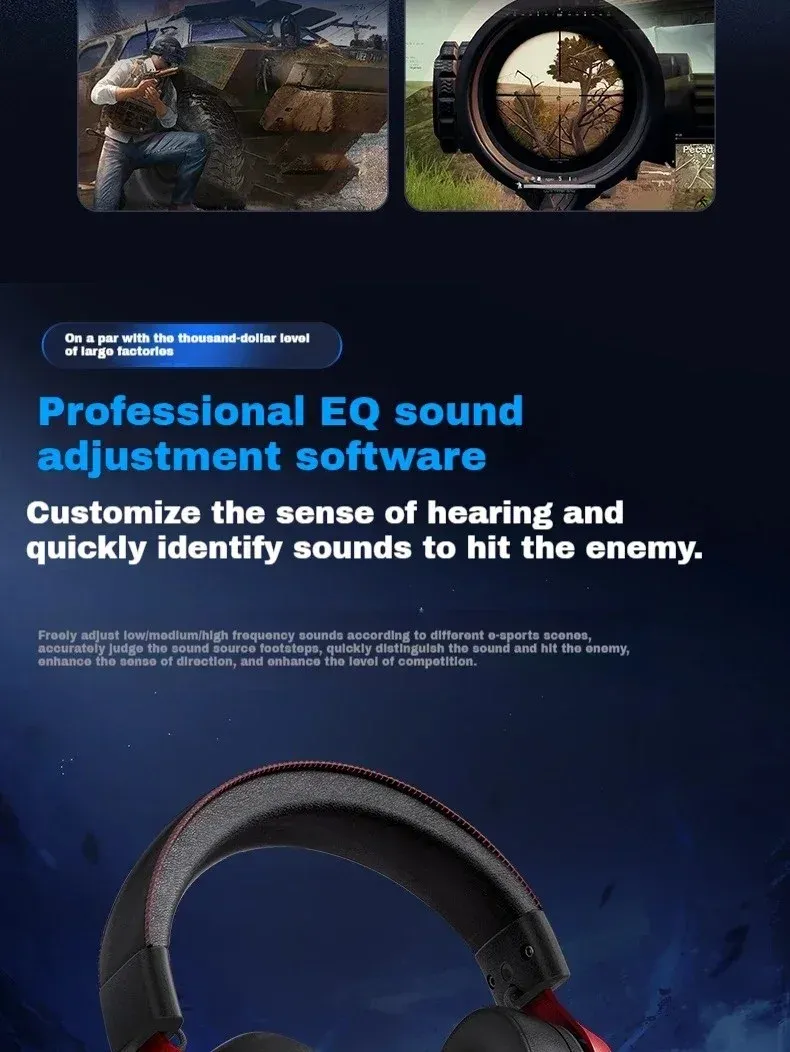 MCHOSE V9 PRO Esports Gaming Headphones: 3-Mode Wireless, AI Noise Reduction, 7.1 Surround Sound, 53mm Drivers, 2000mAh Battery, Customizable EQ for PC, PS4, PS5, Switch, MAC showcase 6