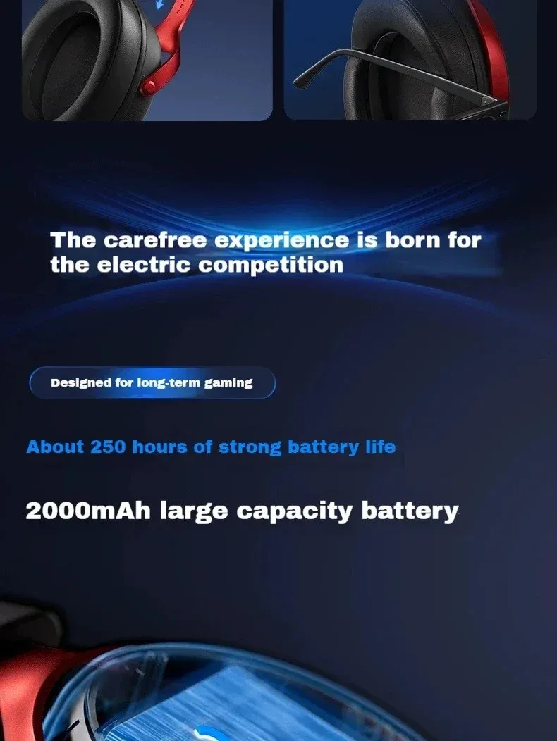 MCHOSE V9 PRO Esports Gaming Headphones: 3-Mode Wireless, AI Noise Reduction, 7.1 Surround Sound, 53mm Drivers, 2000mAh Battery, Customizable EQ for PC, PS4, PS5, Switch, MAC showcase 11