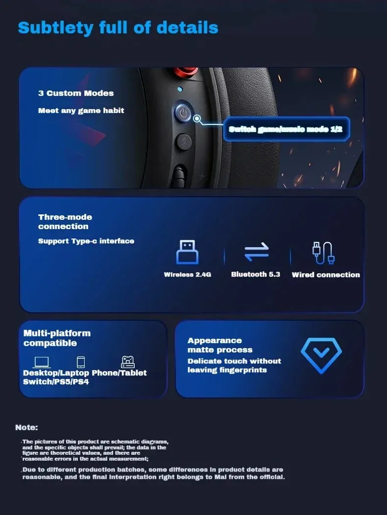 MCHOSE V9 PRO Esports Gaming Headphones: 3-Mode Wireless, AI Noise Reduction, 7.1 Surround Sound, 53mm Drivers, 2000mAh Battery, Customizable EQ for PC, PS4, PS5, Switch, MAC showcase 18