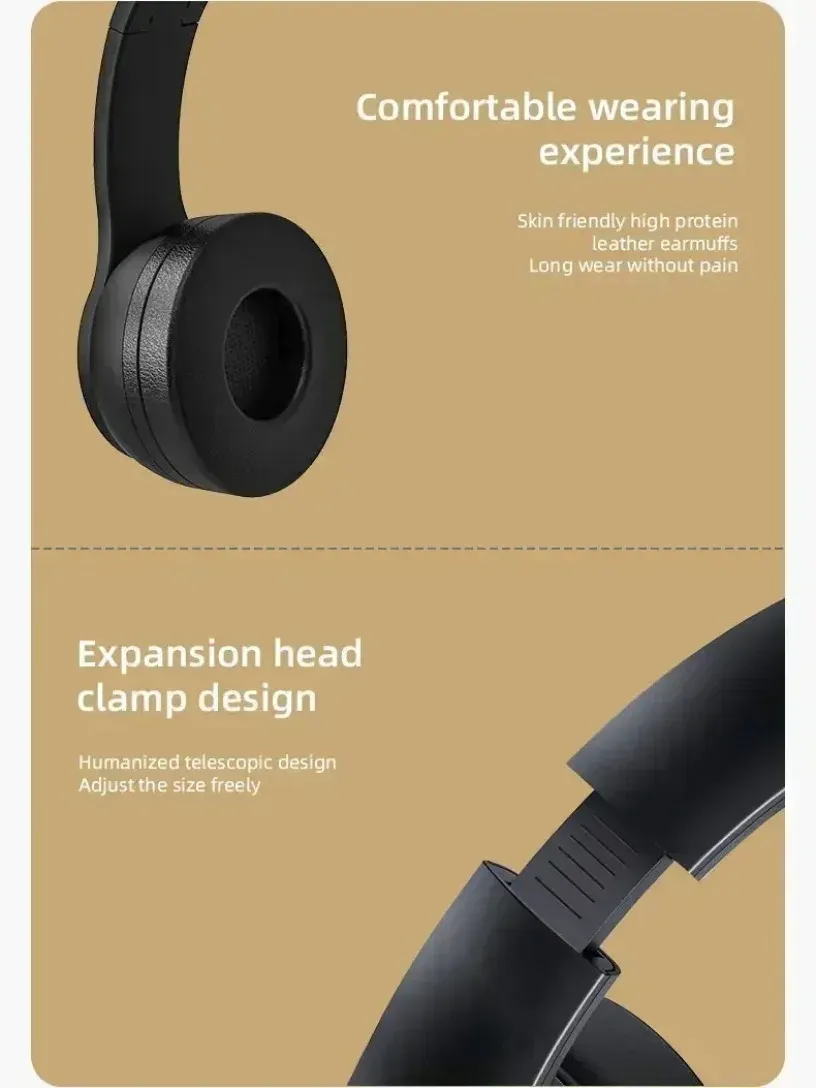 Wireless Bluetooth 5.0 Headphones with TF Card & Wired Option - Foldable Over-Ear Headset for Sports, Gaming, and Calls - Compatible with Huawei, Xiaomi, Apple, Android showcase 9