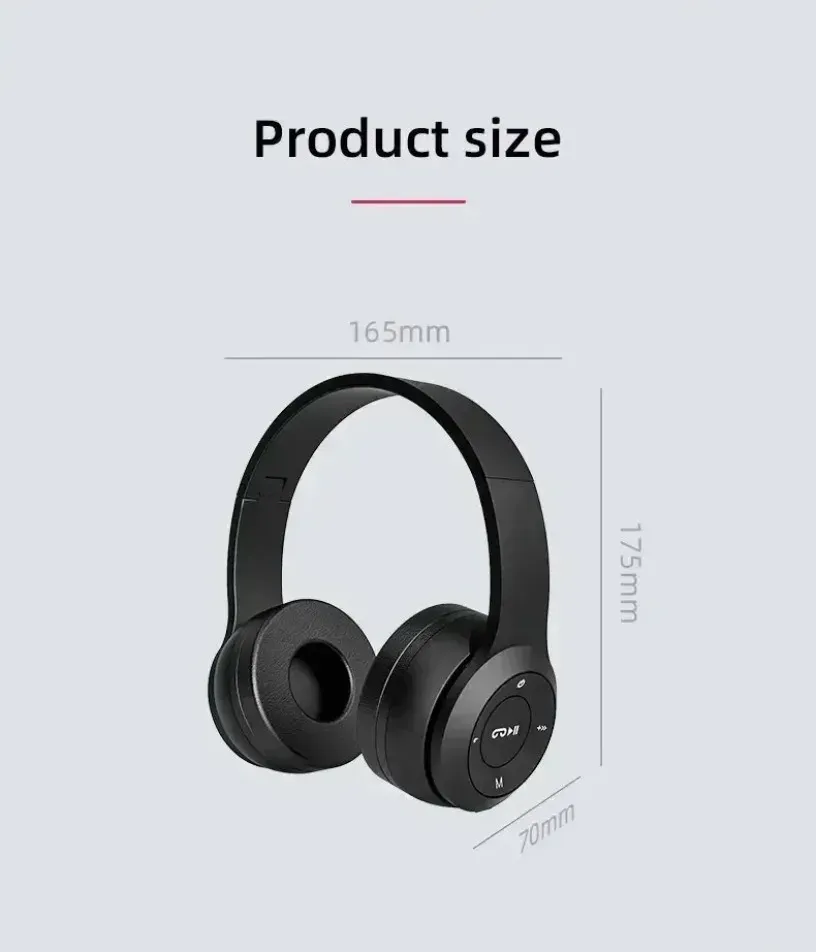 Wireless Bluetooth 5.0 Headphones with TF Card & Wired Option - Foldable Over-Ear Headset for Sports, Gaming, and Calls - Compatible with Huawei, Xiaomi, Apple, Android showcase 10