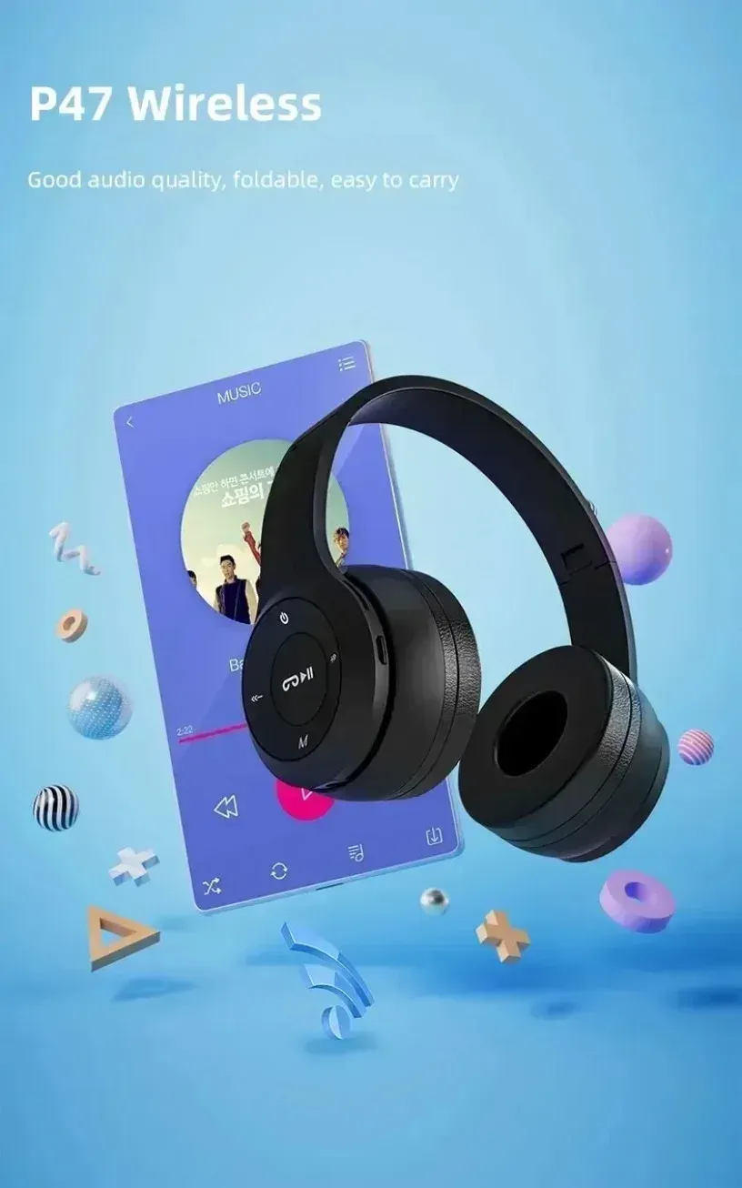 Wireless Bluetooth 5.0 Headphones with TF Card & Wired Option - Foldable Over-Ear Headset for Sports, Gaming, and Calls - Compatible with Huawei, Xiaomi, Apple, Android showcase 12