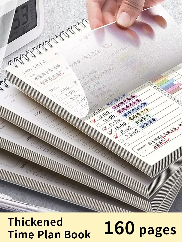 A5 Spiral Notebook Planner Agenda 160 Pages Thick Paper Daily Schedule To-Do List Notepad for Office School Students thumbnail 2