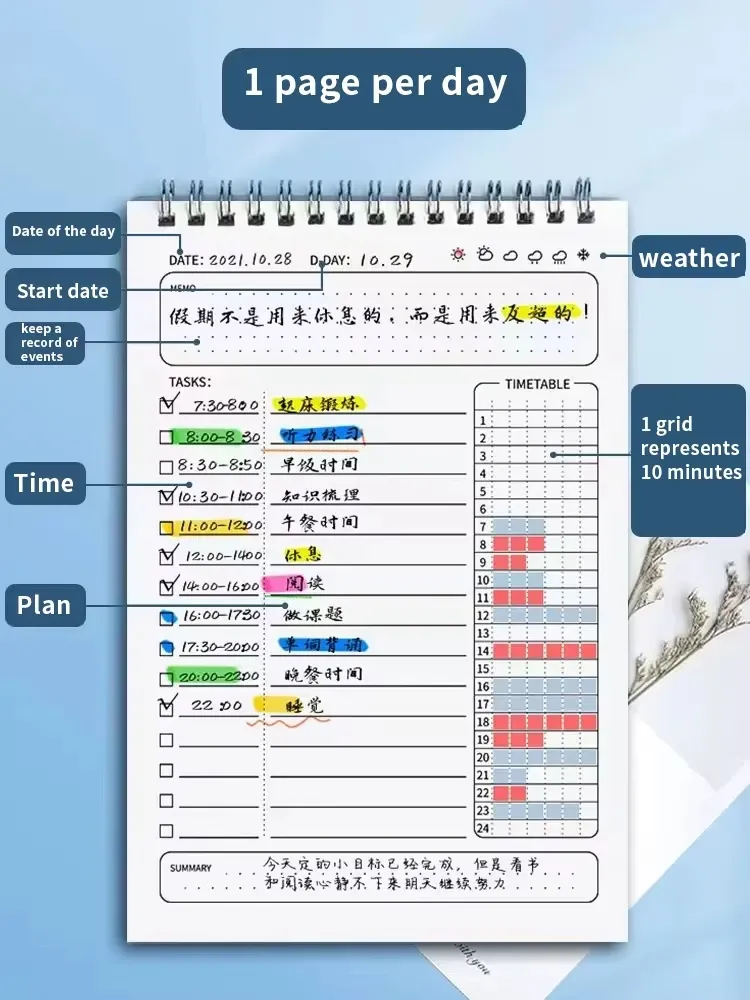 A5 Spiral Notebook Planner Agenda 160 Pages Thick Paper Daily Schedule To-Do List Notepad for Office School Students thumbnail 6