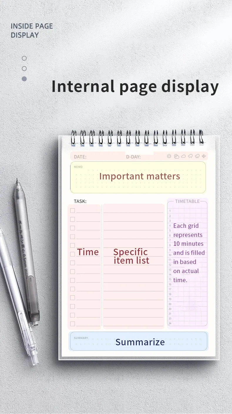 A5 Spiral Notebook Planner Agenda 160 Pages Thick Paper Daily Schedule To-Do List Notepad for Office School Students showcase 4