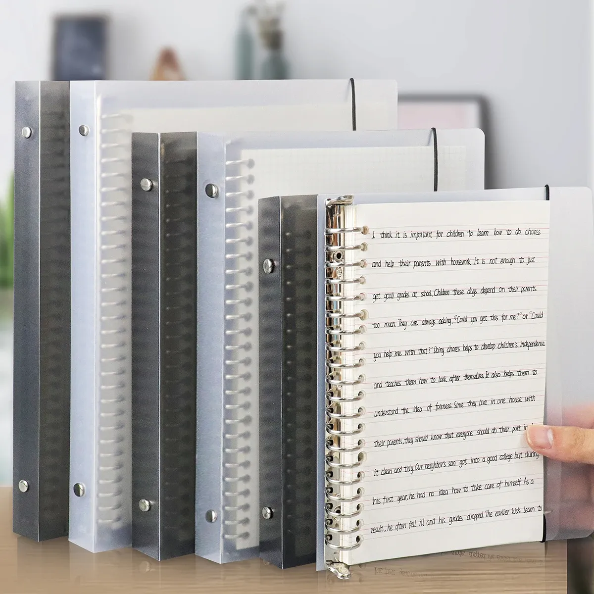 A4/B5/A5 Loose Leaf Refill Notebook - Blank, Lined, Grid, Cornell Pages - Waterproof Plastic Cover, Metal Ring Binder - Office & School Stationery Supplies thumbnail 6