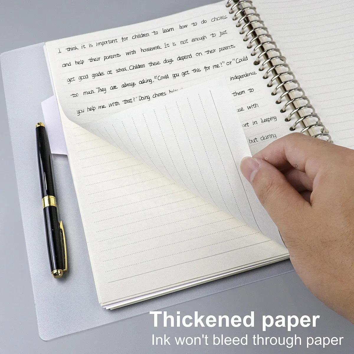 A4/B5/A5 Loose Leaf Refill Notebook - Blank, Lined, Grid, Cornell Pages - Waterproof Plastic Cover, Metal Ring Binder - Office & School Stationery Supplies thumbnail 5