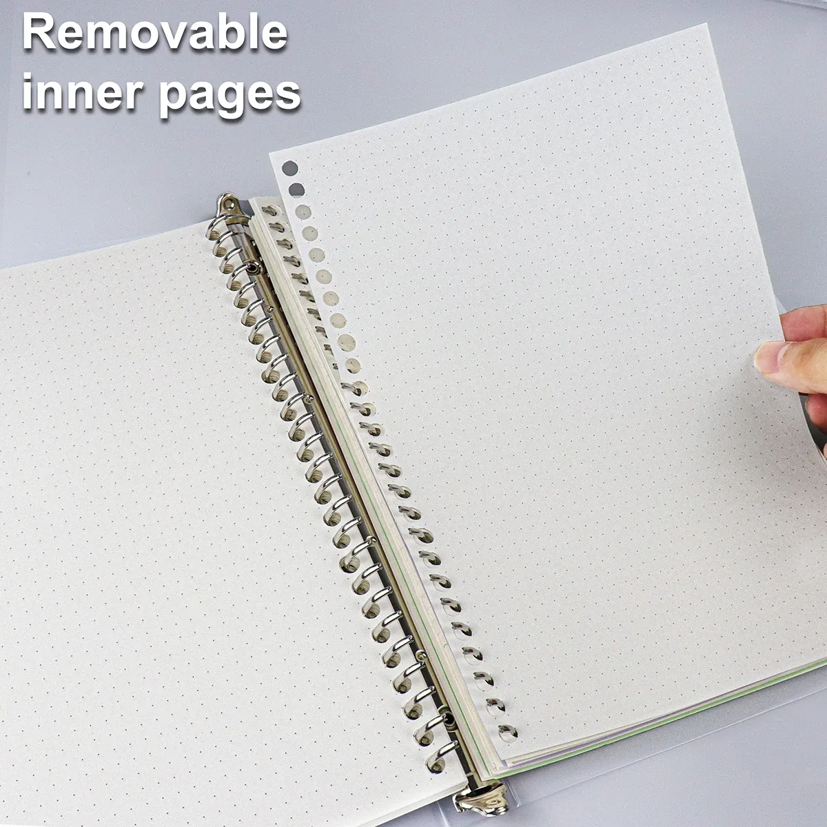 A4/B5/A5 Loose Leaf Refill Notebook - Blank, Lined, Grid, Cornell Pages - Waterproof Plastic Cover, Metal Ring Binder - Office & School Stationery Supplies thumbnail 4