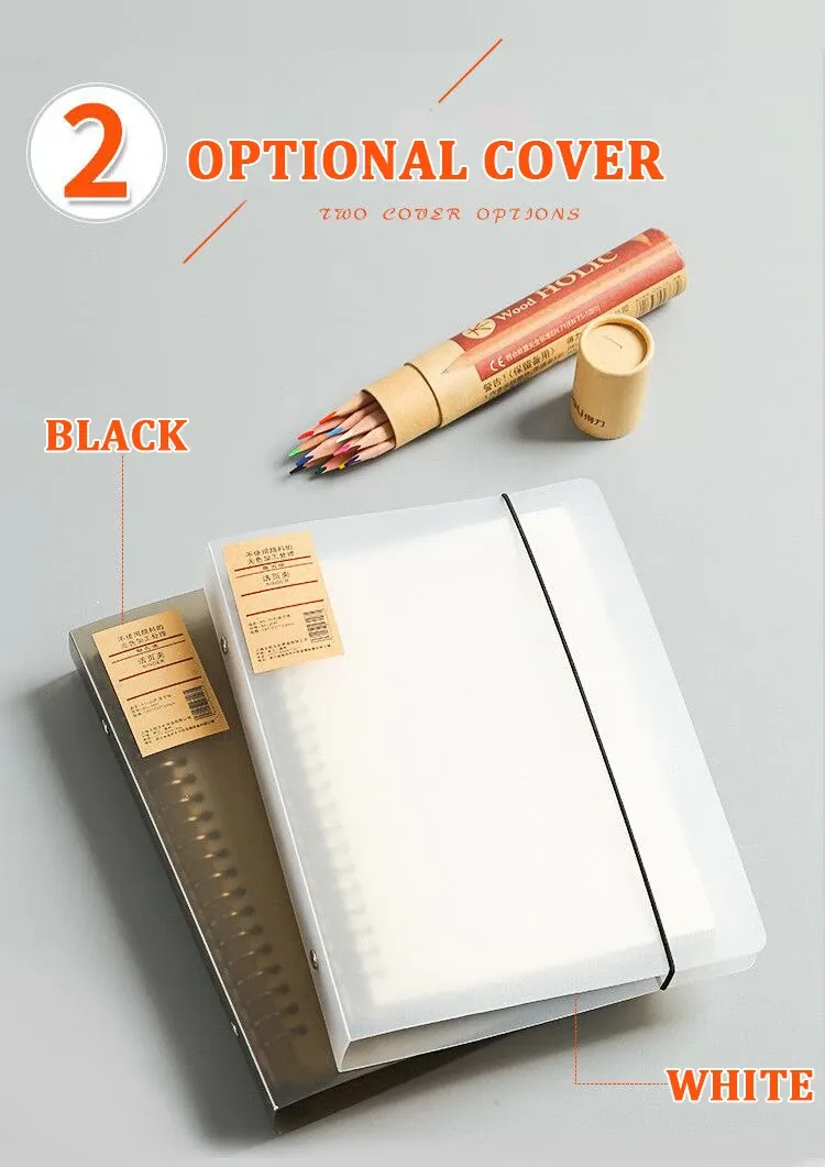 A4/B5/A5 Loose Leaf Refill Notebook - Blank, Lined, Grid, Cornell Pages - Waterproof Plastic Cover, Metal Ring Binder - Office & School Stationery Supplies showcase 2