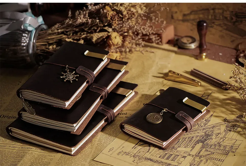 Genuine Leather TN Travel Notebook Cover for Men & Women, Handmade Vintage Cowhide Diary Journal Sketchbook Planner with 3 Replaceable Inserts & PVC Pocket showcase 3