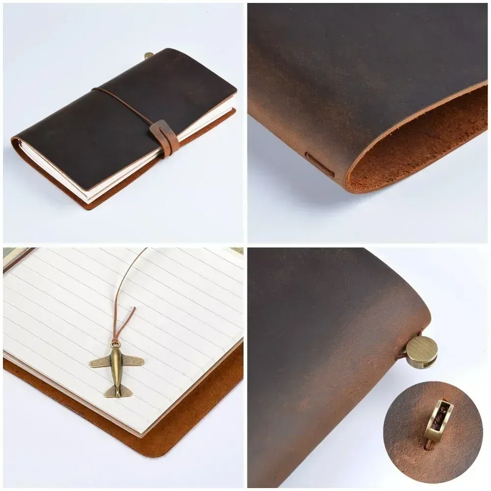 Genuine Leather TN Travel Notebook Cover for Men & Women, Handmade Vintage Cowhide Diary Journal Sketchbook Planner with 3 Replaceable Inserts & PVC Pocket thumbnail 4