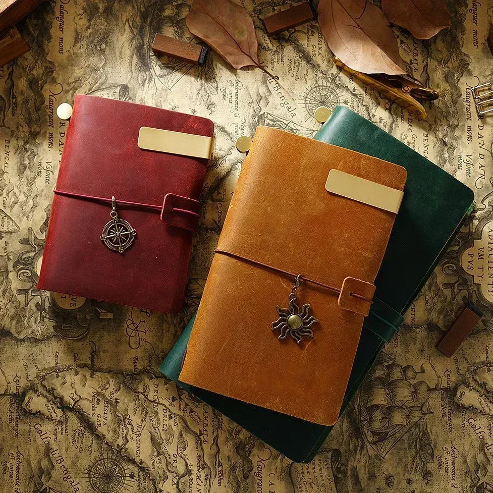 Genuine Leather TN Travel Notebook Cover for Men & Women, Handmade Vintage Cowhide Diary Journal Sketchbook Planner with 3 Replaceable Inserts & PVC Pocket thumbnail 6