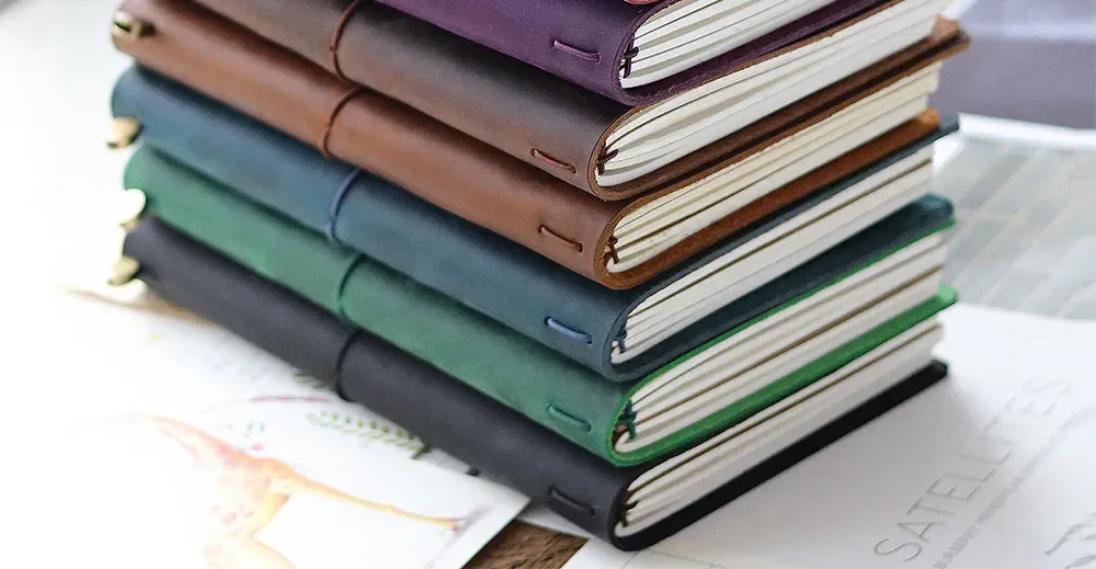 Genuine Leather TN Travel Notebook Cover for Men & Women, Handmade Vintage Cowhide Diary Journal Sketchbook Planner with 3 Replaceable Inserts & PVC Pocket showcase 11
