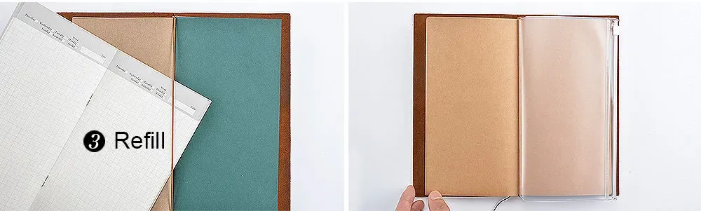 Genuine Leather TN Travel Notebook Cover for Men & Women, Handmade Vintage Cowhide Diary Journal Sketchbook Planner with 3 Replaceable Inserts & PVC Pocket showcase 23