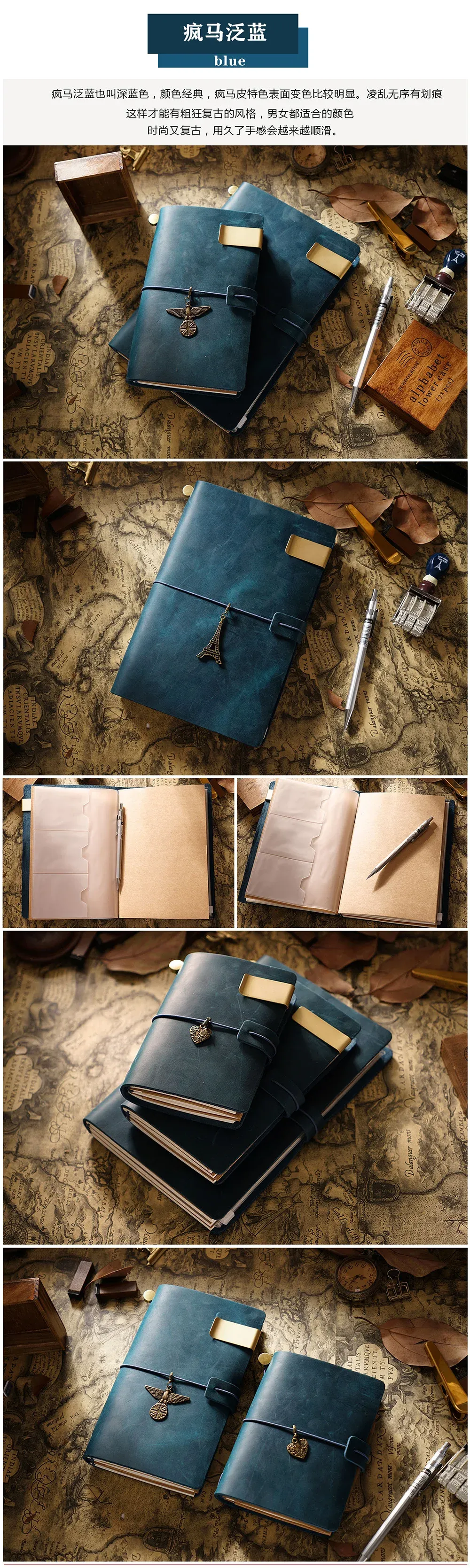 Genuine Leather TN Travel Notebook Cover for Men & Women, Handmade Vintage Cowhide Diary Journal Sketchbook Planner with 3 Replaceable Inserts & PVC Pocket showcase 15