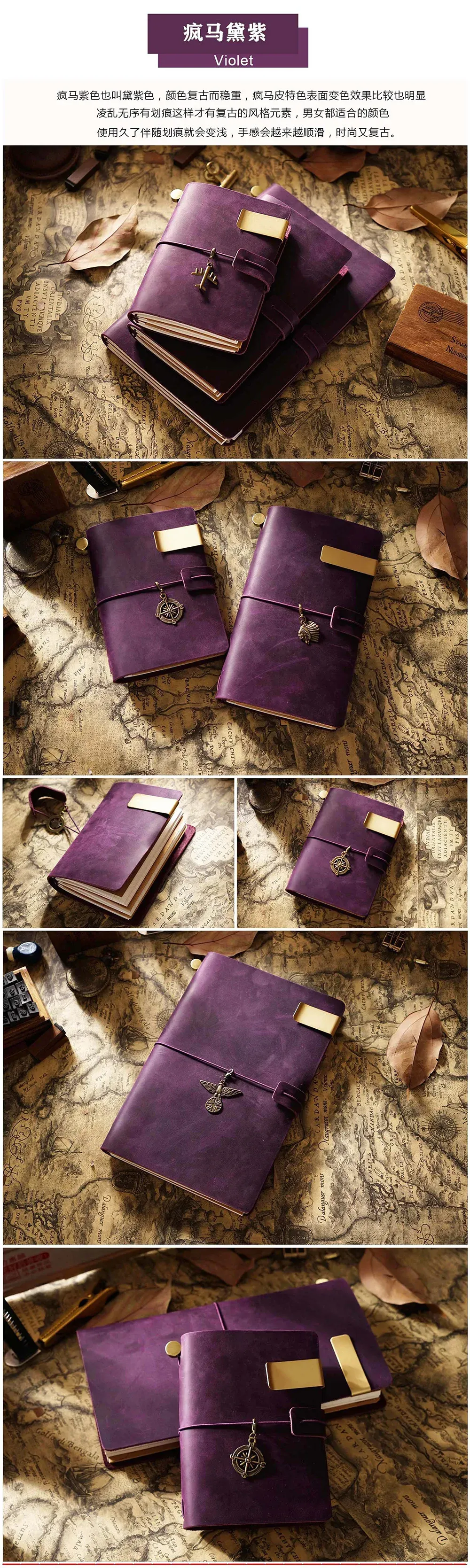 Genuine Leather TN Travel Notebook Cover for Men & Women, Handmade Vintage Cowhide Diary Journal Sketchbook Planner with 3 Replaceable Inserts & PVC Pocket showcase 18