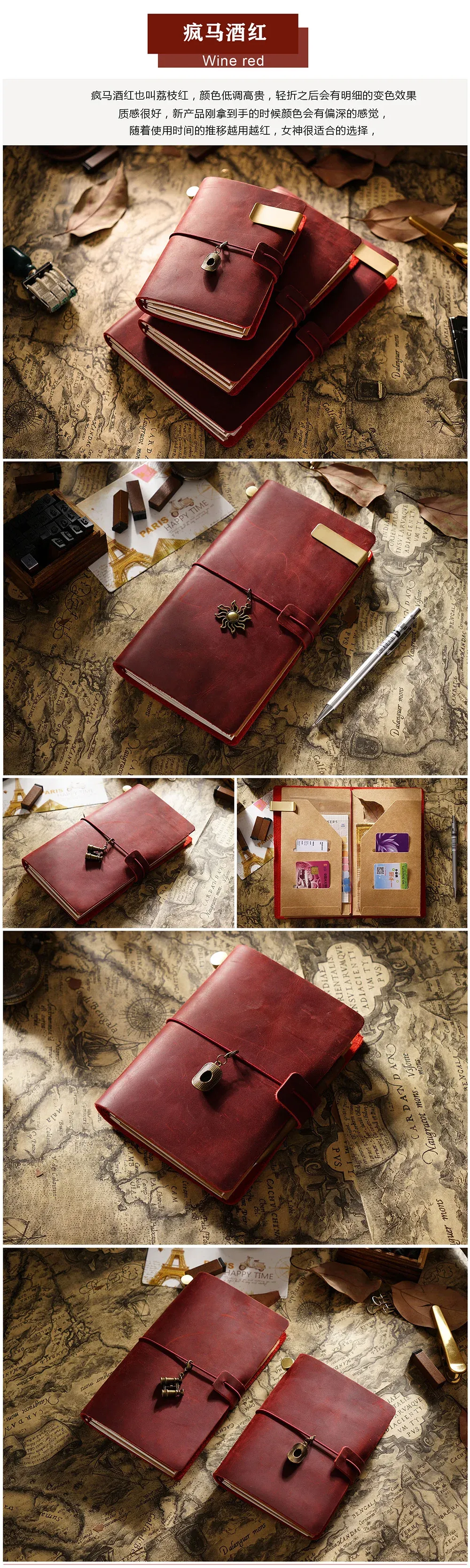 Genuine Leather TN Travel Notebook Cover for Men & Women, Handmade Vintage Cowhide Diary Journal Sketchbook Planner with 3 Replaceable Inserts & PVC Pocket showcase 16