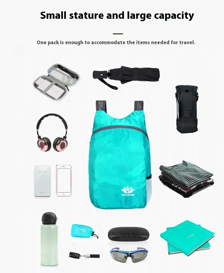 Ultralight Waterproof Folding Backpack - 30L Portable Travel Daypack for Men & Women, Lightweight Outdoor Sports Bag showcase 8