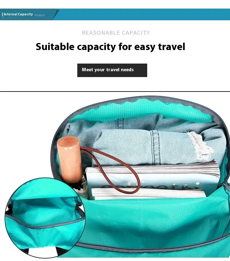 Ultralight Waterproof Folding Backpack - 30L Portable Travel Daypack for Men & Women, Lightweight Outdoor Sports Bag thumbnail 6
