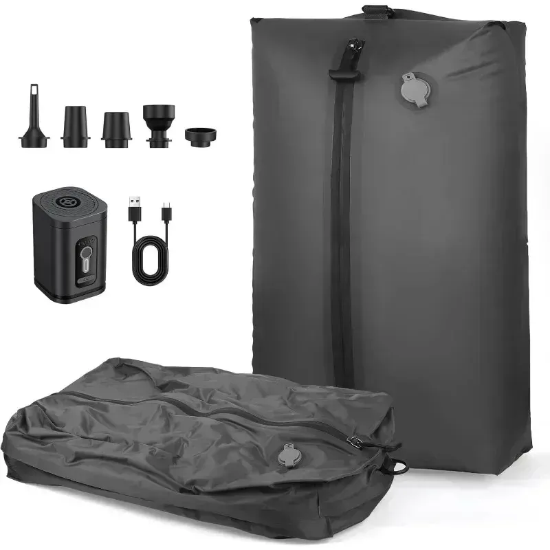 17L Vacuum Compression Storage Bag with Air Pump - Reusable Travel Backpack Luggage Organizer for Clothing, Space Saving thumbnail 1