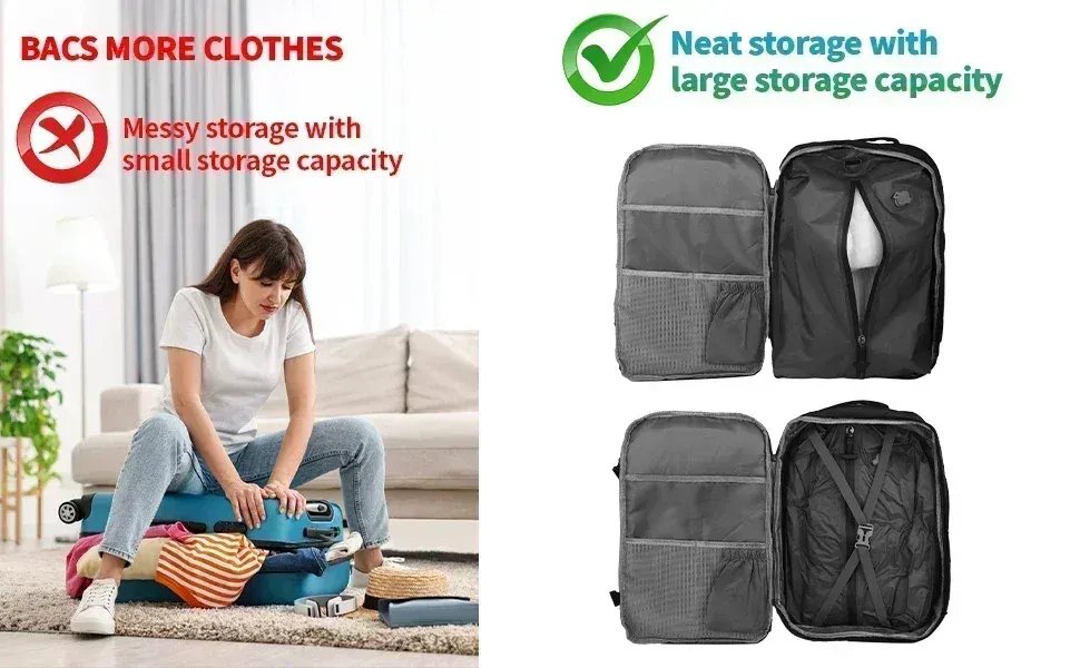 17L Vacuum Compression Storage Bag with Air Pump - Reusable Travel Backpack Luggage Organizer for Clothing, Space Saving showcase 2