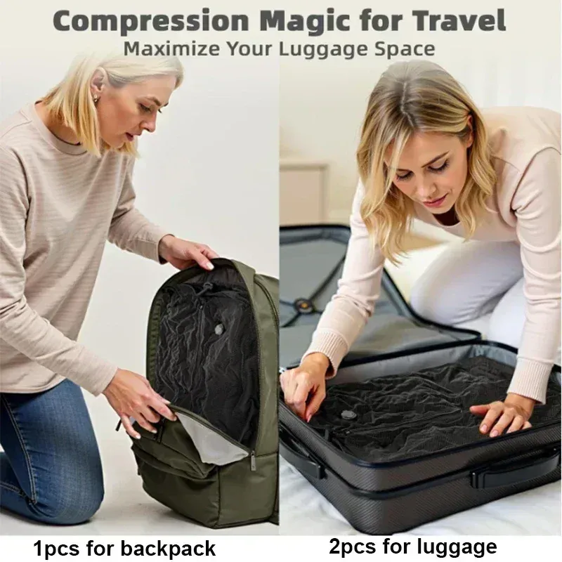 17L Vacuum Compression Storage Bag with Air Pump - Reusable Travel Backpack Luggage Organizer for Clothing, Space Saving showcase 6