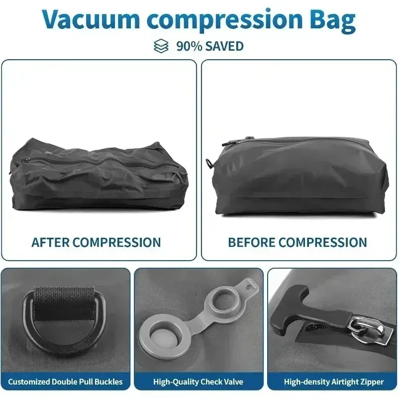 17L Vacuum Compression Storage Bag with Air Pump - Reusable Travel Backpack Luggage Organizer for Clothing, Space Saving thumbnail 2