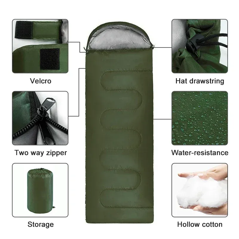 Sponge Traveller 4-Season Ultralight Waterproof Camping Sleeping Bag - Warm Envelope Style for Outdoor Travel, Hiking, Backpacking - 0.8kg Lightweight & Compact thumbnail 4