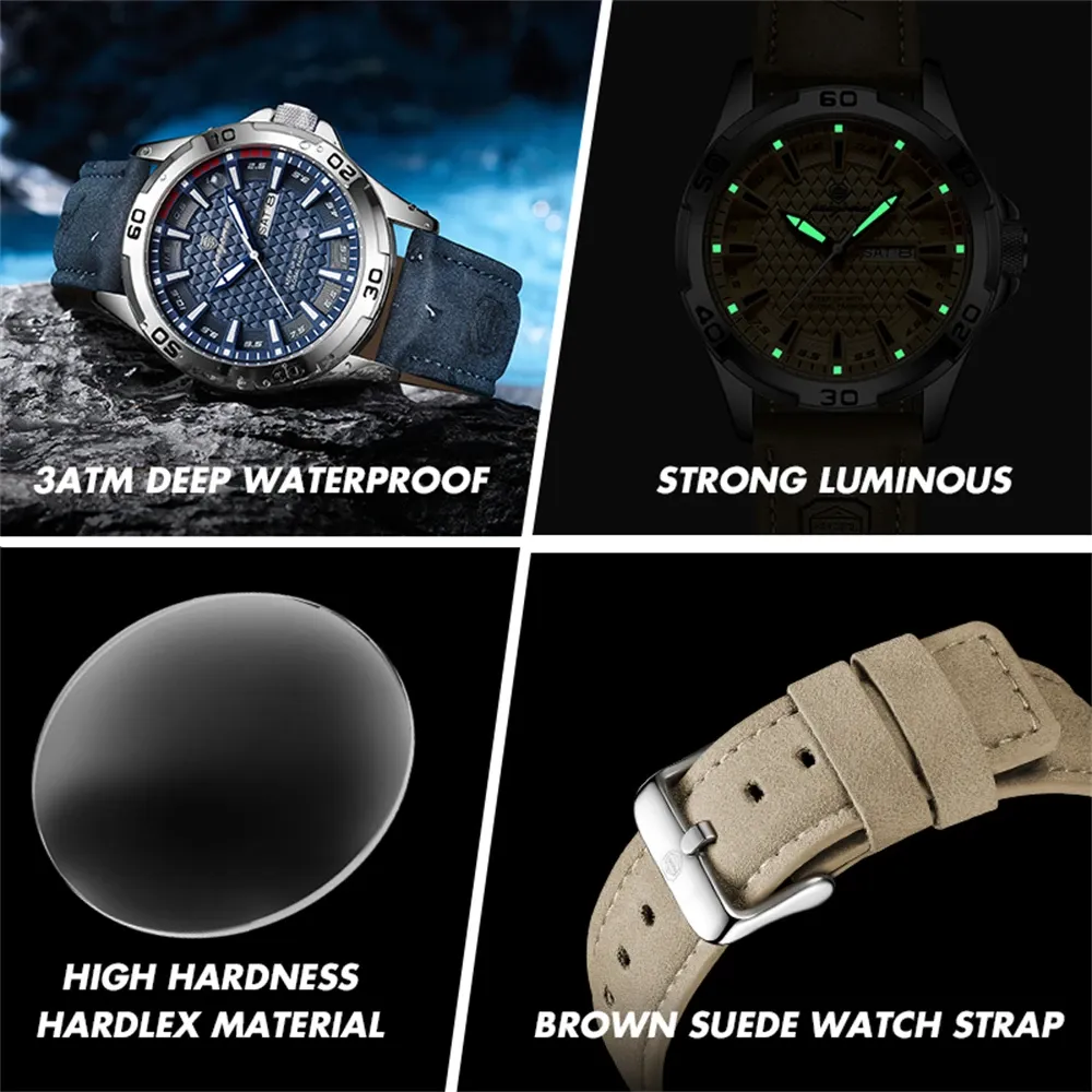 PAAZOMU Men's Luxury Quartz Watch - Waterproof Stainless Steel Fashion Sports Chronograph with Luminous Display, Date, and Week Functionality thumbnail 3