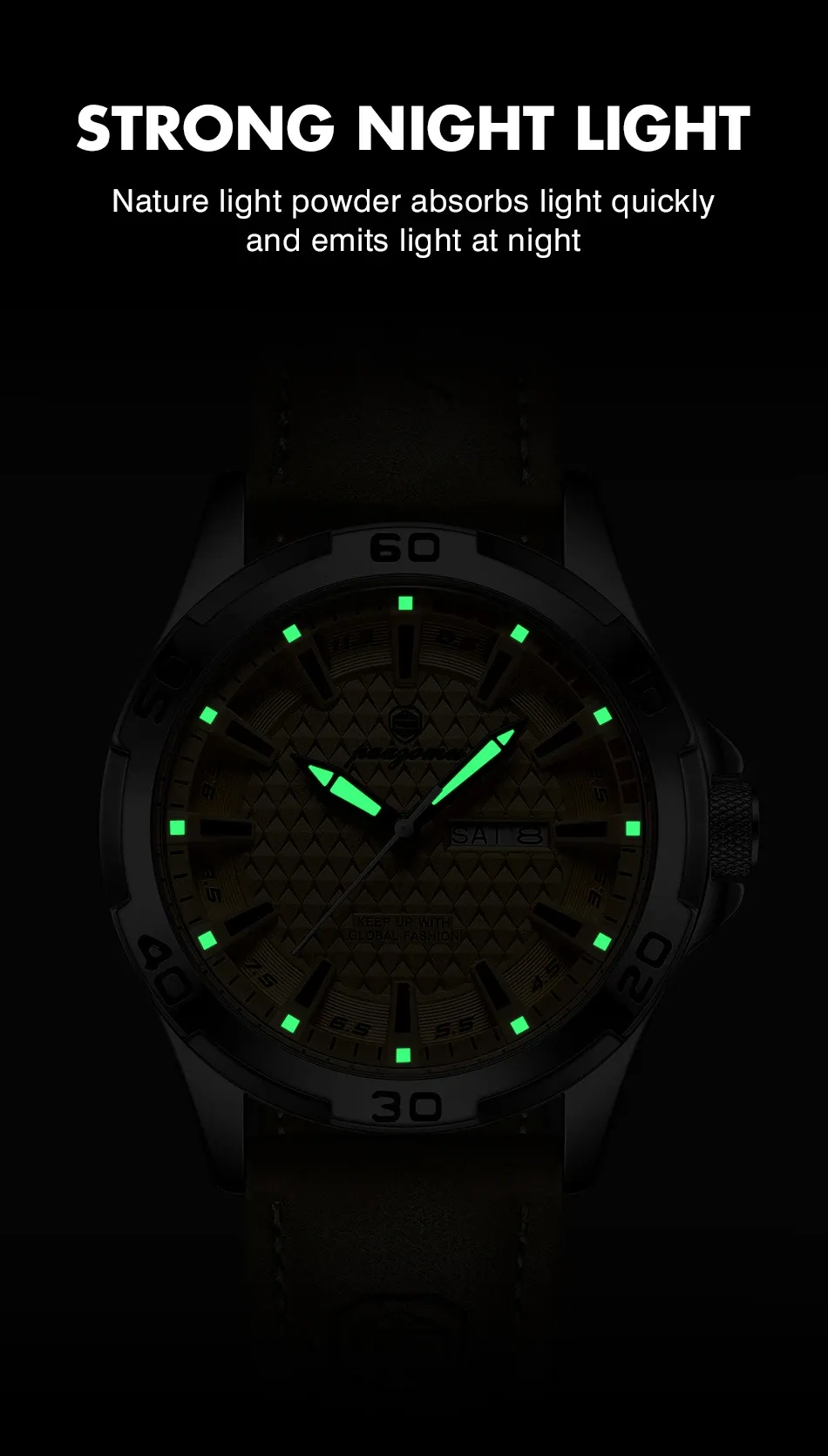 PAAZOMU Men's Luxury Quartz Watch - Waterproof Stainless Steel Fashion Sports Chronograph with Luminous Display, Date, and Week Functionality showcase 10