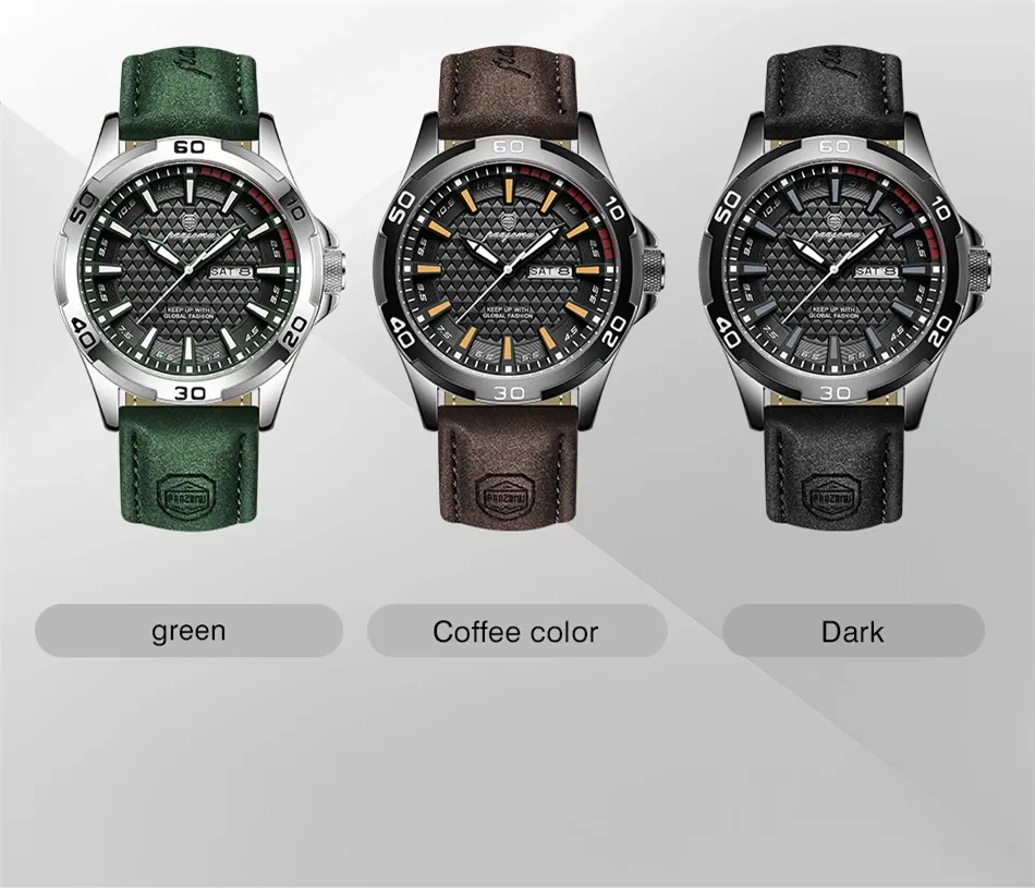 PAAZOMU Men's Luxury Quartz Watch - Waterproof Stainless Steel Fashion Sports Chronograph with Luminous Display, Date, and Week Functionality showcase 8