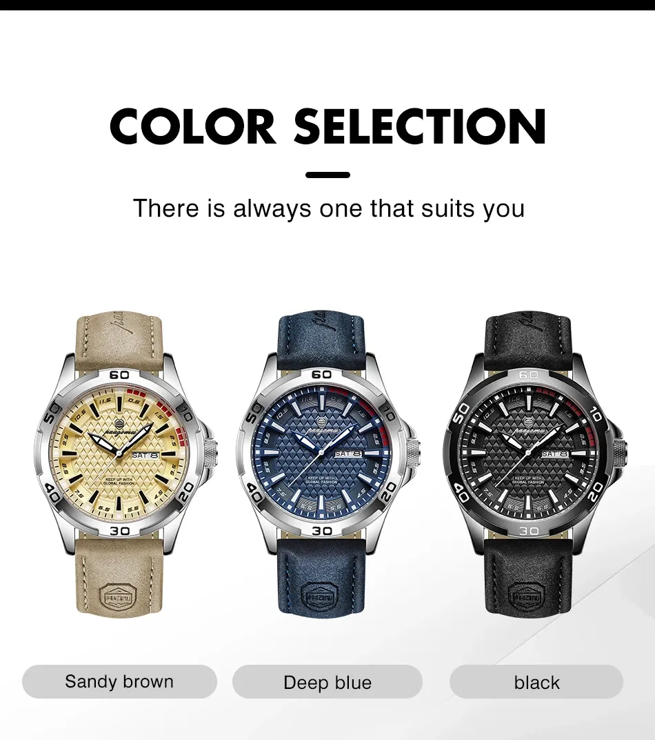 PAAZOMU Men's Luxury Quartz Watch - Waterproof Stainless Steel Fashion Sports Chronograph with Luminous Display, Date, and Week Functionality showcase 7
