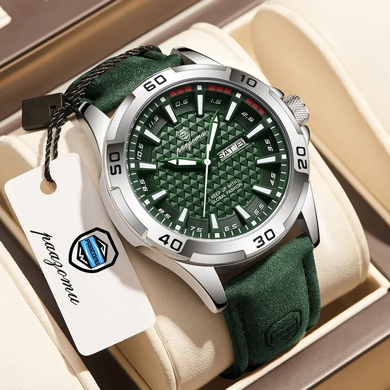 PAAZOMU Men's Luxury Quartz Watch - Waterproof Stainless Steel Fashion Sports Chronograph with Luminous Display, Date, and Week Functionality thumbnail 2
