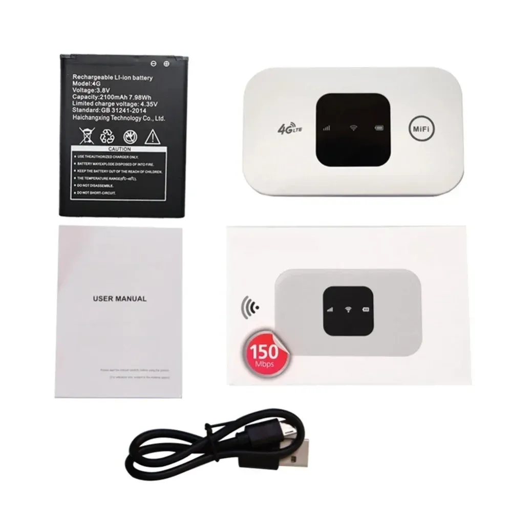 Portable 4G LTE WiFi Router Hotspot 150Mbps Mobile Wireless Internet with SIM Card Slot, 2100mAh Battery for Travel, Home, Office thumbnail 4