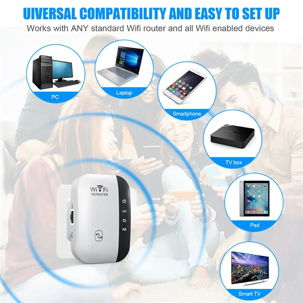 300Mbps WiFi Repeater Extender Booster - Long Range Wireless Amplifier with WPS, AP Mode, LAN Port for Seamless Home & Office Network Coverage showcase 5