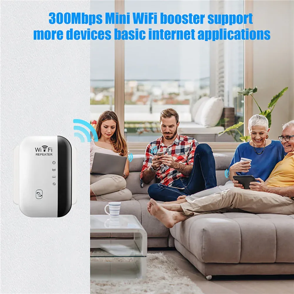 300Mbps WiFi Repeater Extender Booster - Long Range Wireless Amplifier with WPS, AP Mode, LAN Port for Seamless Home & Office Network Coverage thumbnail 6