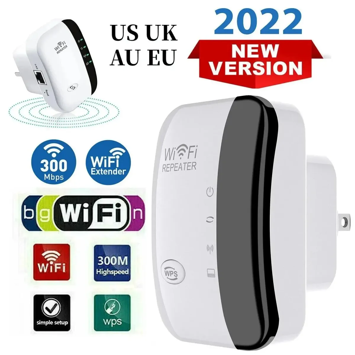 Wireless WiFi Extender Repeater Booster - Small Steamed Bun Network Amplifier for Home Router, 300Mbps High-Speed Internet Signal Extension, Easy Setup with AP Mode, Universal Compatibility showcase 1