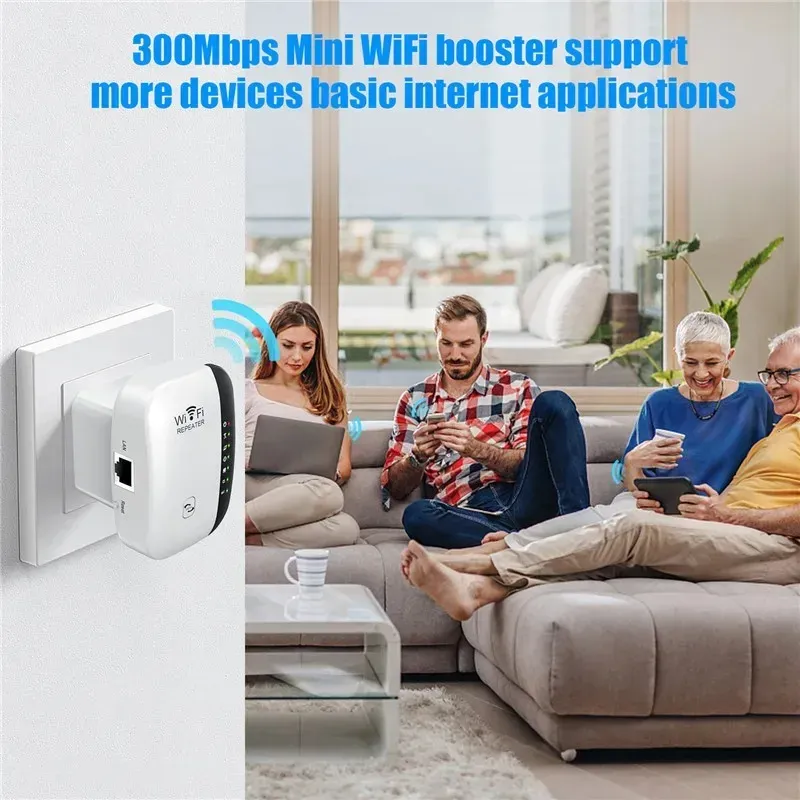 300Mbps WiFi Repeater Extender Booster - Extend Wireless Network Range, Eliminate Dead Zones, 2.4GHz Signal Amplifier with AP/Repeater Modes for Home & Office showcase 3