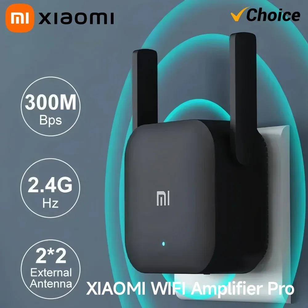 Xiaomi Pro 300Mbps WiFi Extender Booster with Dual Antennas, 2.4G Wireless Repeater for Enhanced Home Router Signal Amplification