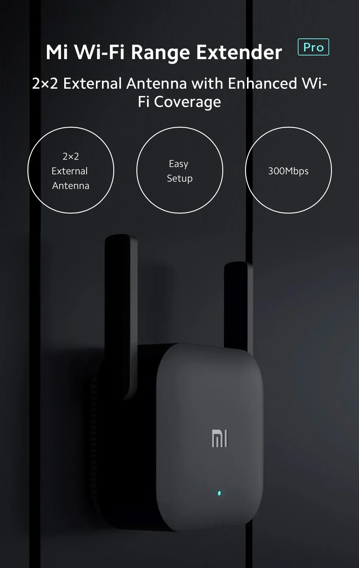Xiaomi Pro 300Mbps WiFi Extender Booster with Dual Antennas, 2.4G Wireless Repeater for Enhanced Home Router Signal Amplification showcase 3