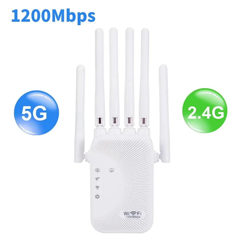 AC1200M Dual Band WiFi Repeater Extender 1200Mbps 2.4G/5GHz Signal Booster with 4 High Gain Antennas, Eliminate Dead Zones for Home & Office showcase 7