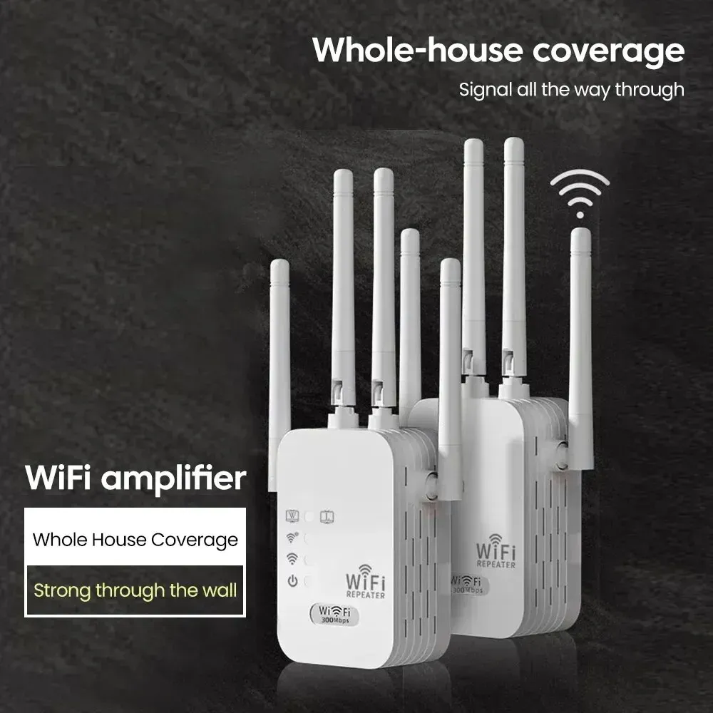 WALRAM 300Mbps WiFi Repeater Extender Booster - Long Range 2.4G Signal Router with 4 Antennas for Enhanced Wireless Coverage, Easy Setup thumbnail 2