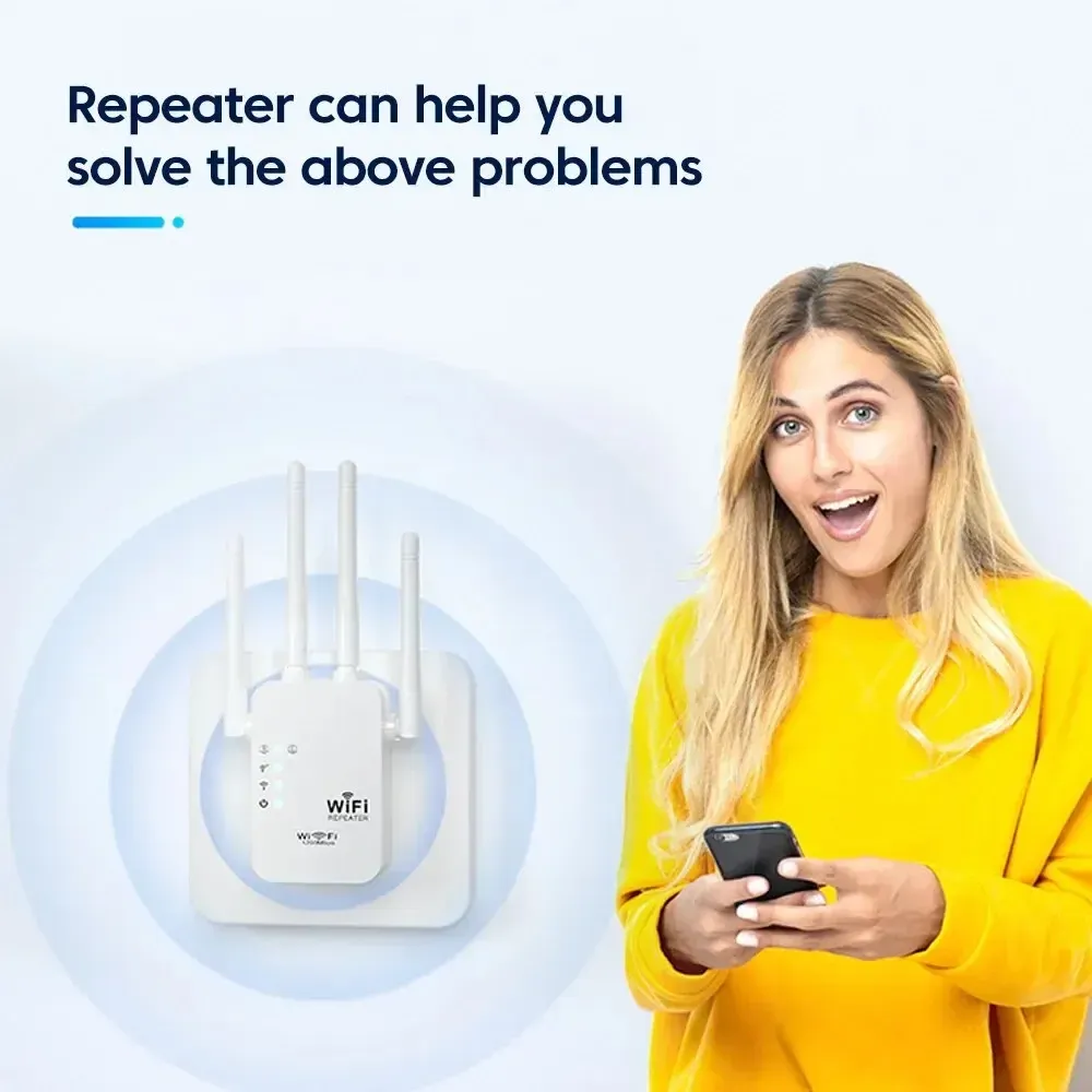 WALRAM 300Mbps WiFi Repeater Extender Booster - Long Range 2.4G Signal Router with 4 Antennas for Enhanced Wireless Coverage, Easy Setup thumbnail 5