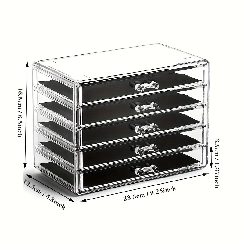 3/5 Layer Clear Acrylic Drawer Organizer for Desk, Large Transparent Desktop Storage Box with Pencil Holder, Home Office Accessories Display Caddy showcase 9