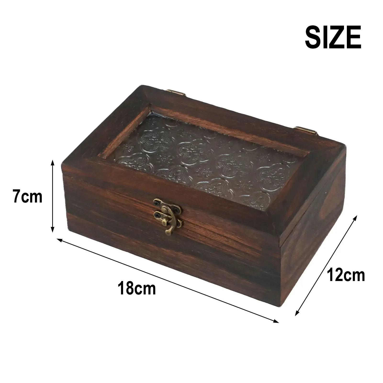 Nordic Retro Solid Wood Begonia Flower Glass Hinged Storage Box - Decorative Desktop Organizer for Jewelry, Cosmetics, Stationery thumbnail 3
