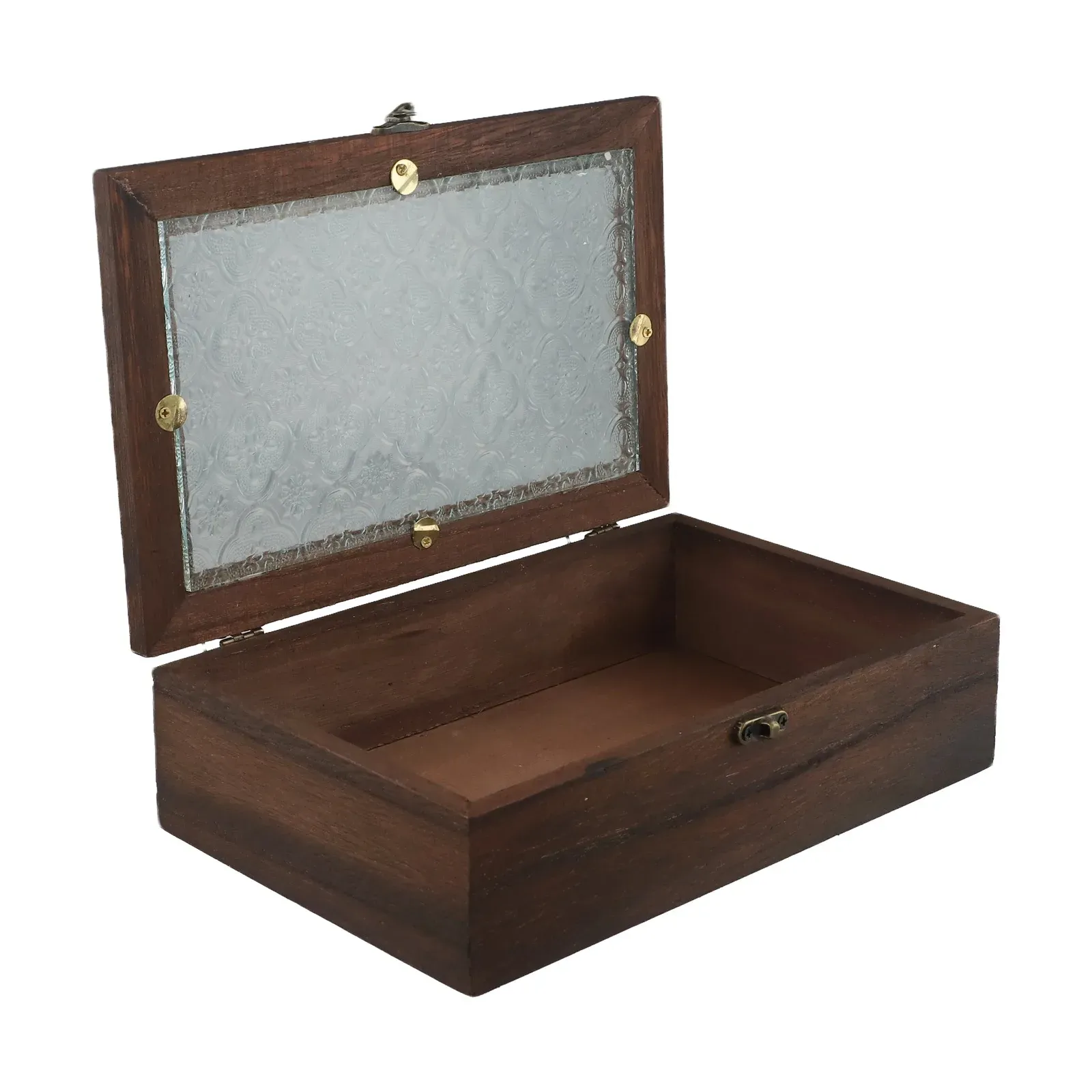 Nordic Retro Solid Wood Begonia Flower Glass Hinged Storage Box - Decorative Desktop Organizer for Jewelry, Cosmetics, Stationery thumbnail 4